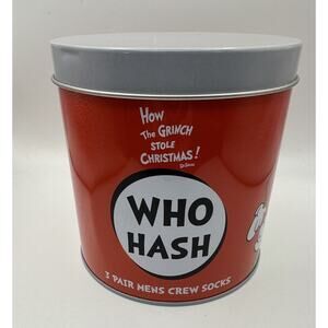 Bioworld Mens 3 Pair The Grinch that Stole Christmas Socks Set Who Wash Tin